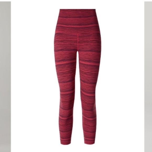 Lululemon Athletica Red Striped Leggings - Picture 1 of 5
